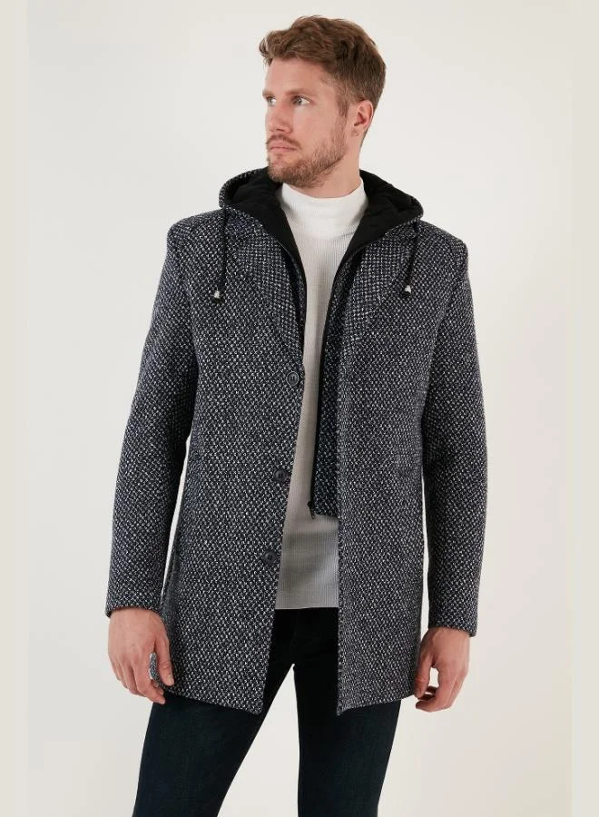 Buratti Removable Hooded Grey Slim Fit Cashmere Coat Men's COAT 5841013