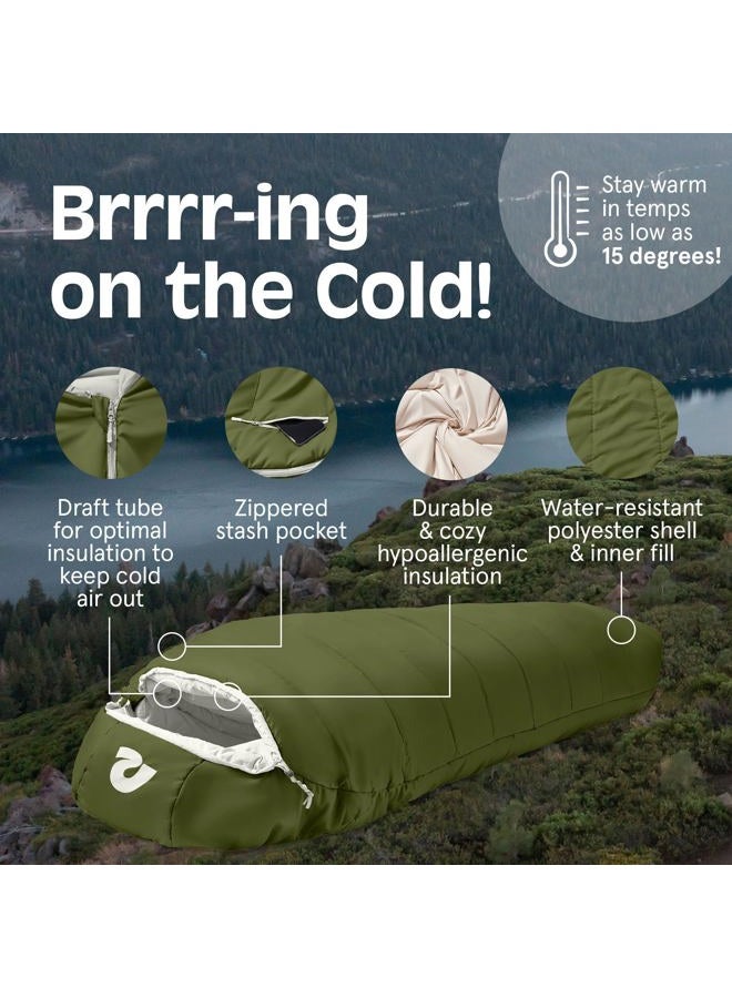 Retrospec Dream 15 Sleeping Bag - Mummy Sleeping Bag for Camping, Insulated Cold Weather, Water-Resistant and Adjustable Draw Cords - Image 5