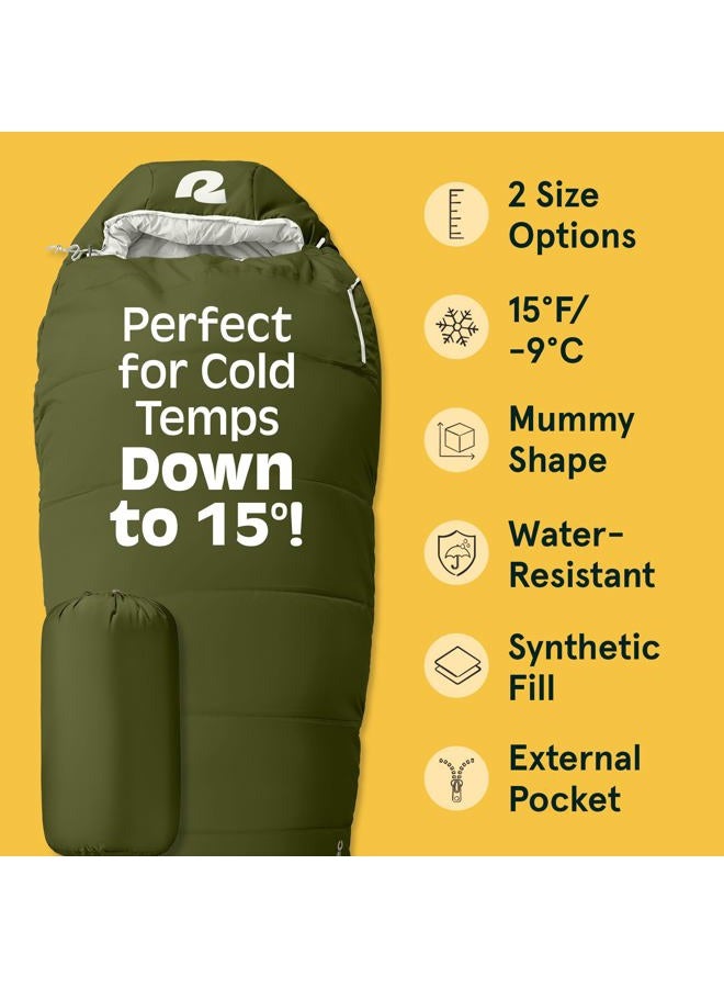 Retrospec Dream 15 Sleeping Bag - Mummy Sleeping Bag for Camping, Insulated Cold Weather, Water-Resistant and Adjustable Draw Cords - Image 3