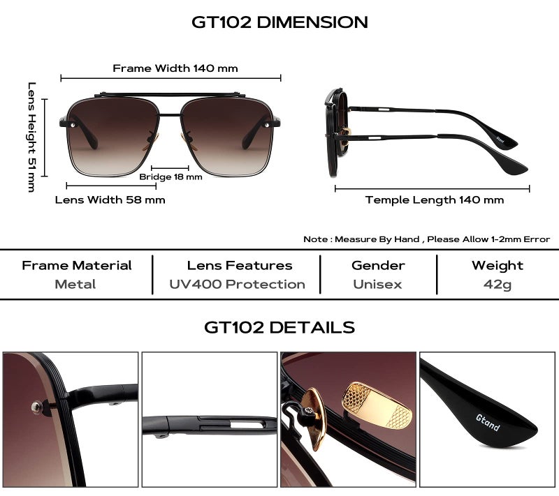 Gtand Fashion Trendy Square Aviator Gradient Sunglasses For Women Men Vintage Metal Sun Glasses - Image 5