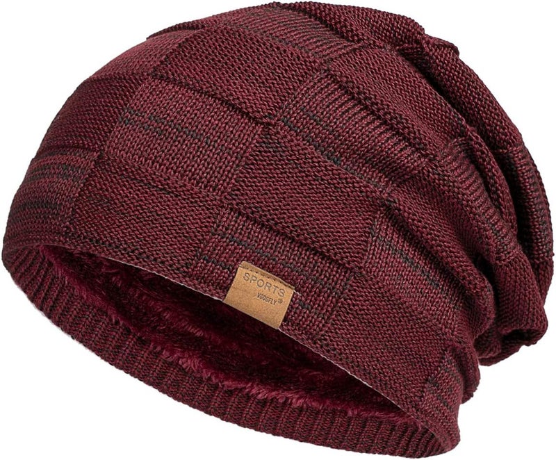 Vgogfly Slouchy Beanie for Men Winter Hats for Guys Cool Beanies Mens Lined Knit Warm Thick Skully Stocking Binie Hat - Image 1