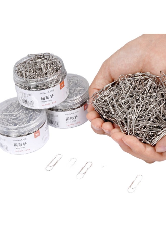 Simaa [Super Popular] 3# Nickel-Plated Paper Clips 29Mm, Metal Rust-Proof Binder Clips, Office Stationery, Document Organization Supplies, 200 Pieces/Tube, 19885 - Image 1