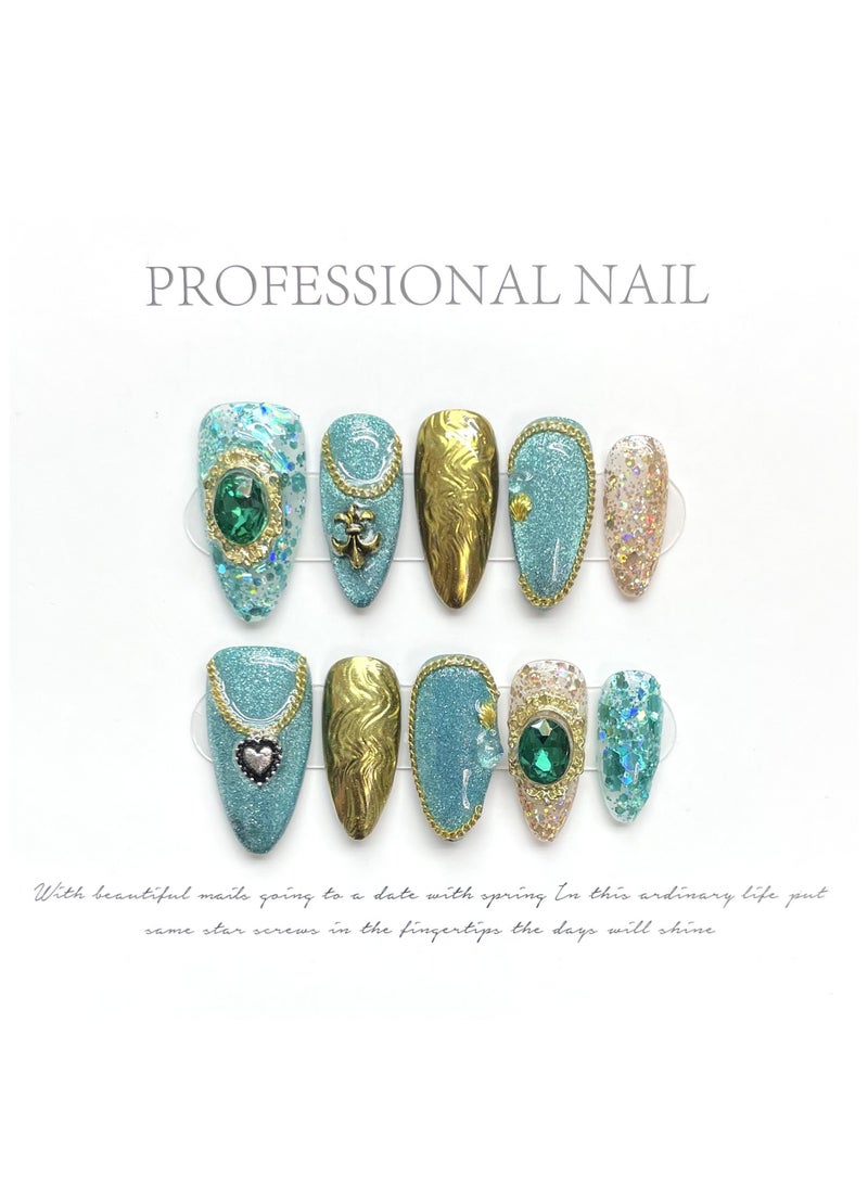 Binzo Beauty - Binzo Beauty Handmade Press On Nails, 10pcs, Nails Art , Acrylic Nails, False Nails, Luxury Collection, Luxury Nails Arts, New Accessories， Wedding Nails，Party Nails. - Image 1