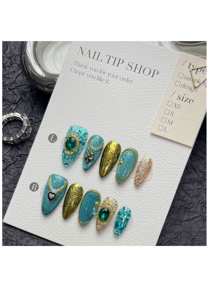 Binzo Beauty - Binzo Beauty Handmade Press On Nails, 10pcs, Nails Art , Acrylic Nails, False Nails, Luxury Collection, Luxury Nails Arts, New Accessories， Wedding Nails，Party Nails. - Image 1