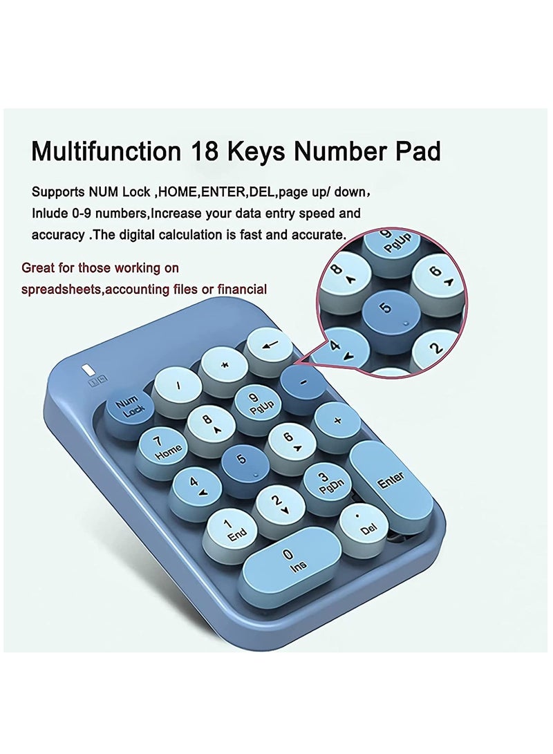 SOLARAE Retro Wireless Numeric Keypad with Round Keycaps - 18-Key Portable Number Keyboard with USB Receiver for Easy Data Entry - Image 5