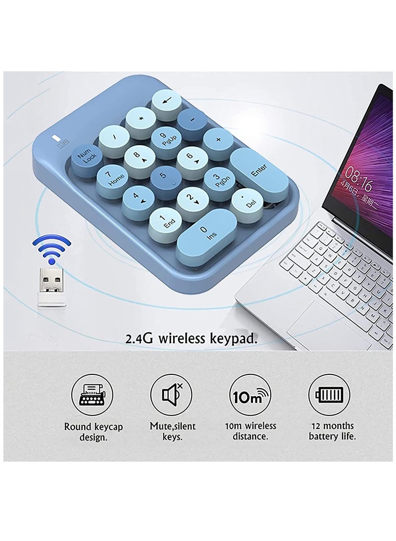 SOLARAE Retro Wireless Numeric Keypad with Round Keycaps - 18-Key Portable Number Keyboard with USB Receiver for Easy Data Entry - Image 4