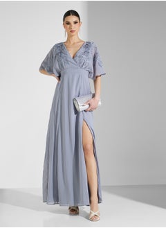 Maya Wide Sleeve Wrap Embroidered Maxi Dress  - Image 1