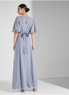 Maya Wide Sleeve Wrap Embroidered Maxi Dress  - Image 2