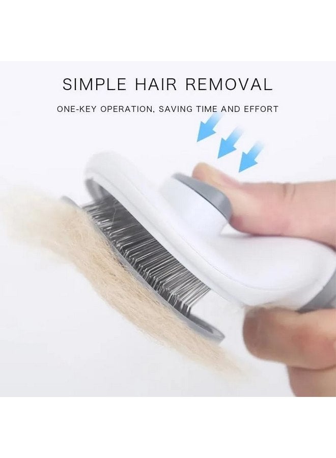 Generic Dog & Cat Brush, Pet Grooming Brush for Shedding, Self Cleaning Slicker Brush for Pets, Deshedding Brush, Rake, Comb (Grey) - Image 5