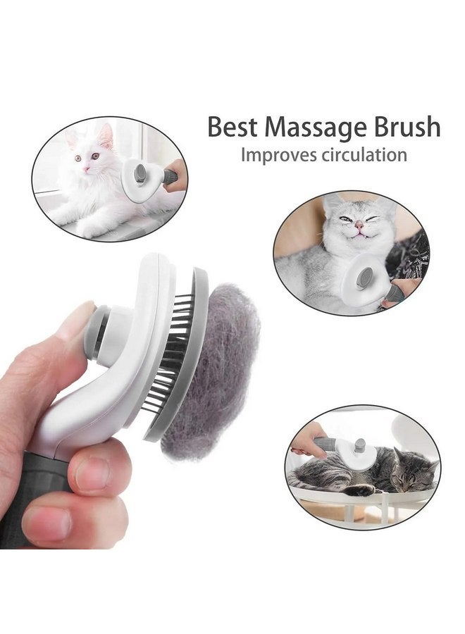 Generic Dog & Cat Brush, Pet Grooming Brush for Shedding, Self Cleaning Slicker Brush for Pets, Deshedding Brush, Rake, Comb (Grey) - Image 4