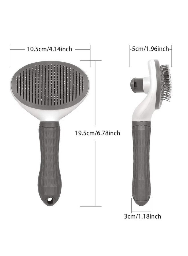 Generic Dog & Cat Brush, Pet Grooming Brush for Shedding, Self Cleaning Slicker Brush for Pets, Deshedding Brush, Rake, Comb (Grey) - Image 2