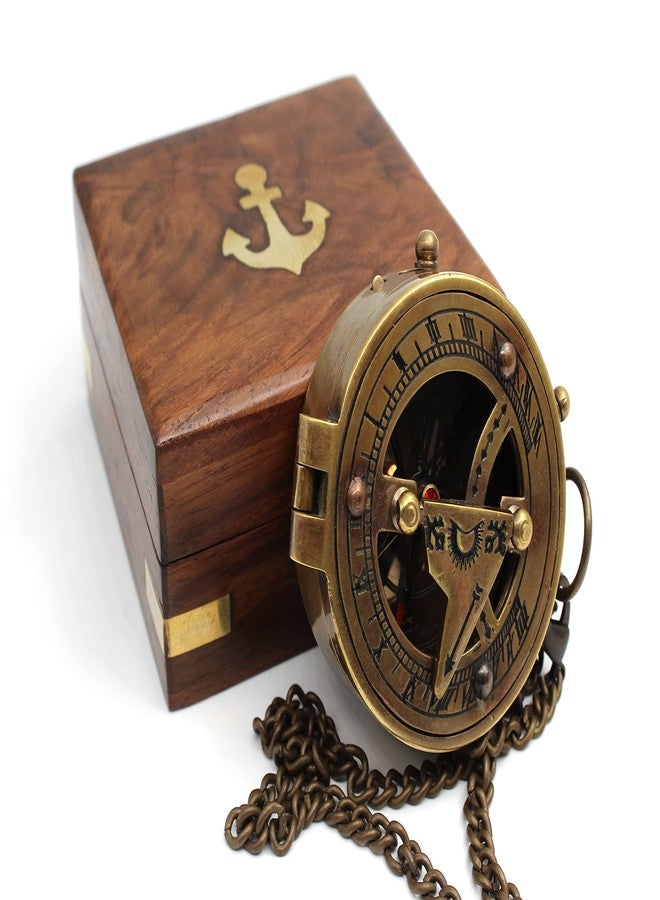 OCEAN REPLICAS Handcrafted Brass Sundial Compass – Vintage Pocket Compass for Camping, Hiking & Travel – Nautical Home Décor – Unique Sailor Gifts for Men, Women, Friends & Family - Image 1