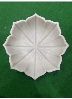 R&M RM 11 Inch Marble White Bowl/Plate Hand Carved Household Multi- Utility Flower Shape || Serving Bowl || Decorative Bowl || Home Decor |Garden Decor || Fruit Bowl Marble Candle Holder  - Image 1