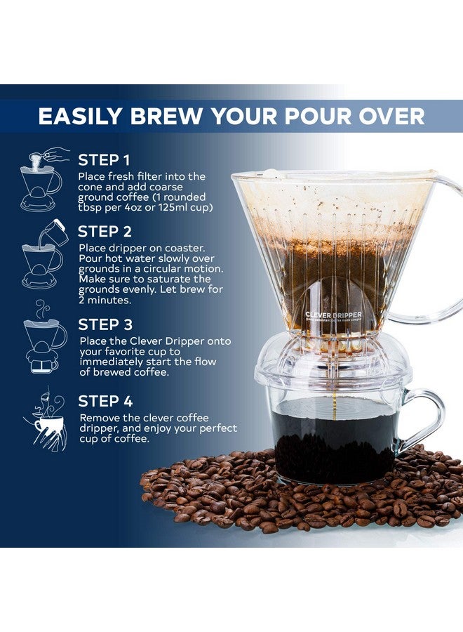 Clever Coffee Dripper and Filters, Large 18 oz (Clear)| Barista's Choice | Safe BPA Free Plastic | Includes 100 Filters - Image 2