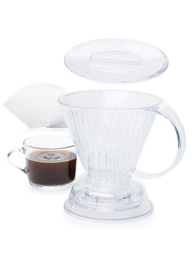 Clever Coffee Dripper and Filters, Large 18 oz (Clear)| Barista's Choice | Safe BPA Free Plastic | Includes 100 Filters - Image 1