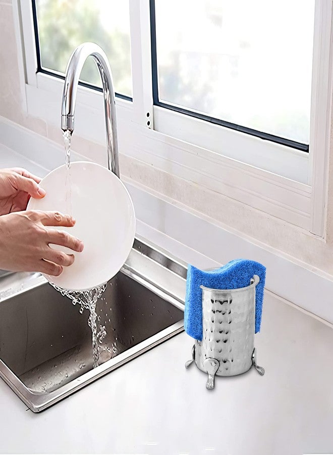 Monarch Abode Nickel Hand Hammered Kitchen Sponge Holder 4.5 x 4 x 3.5 - Image 3