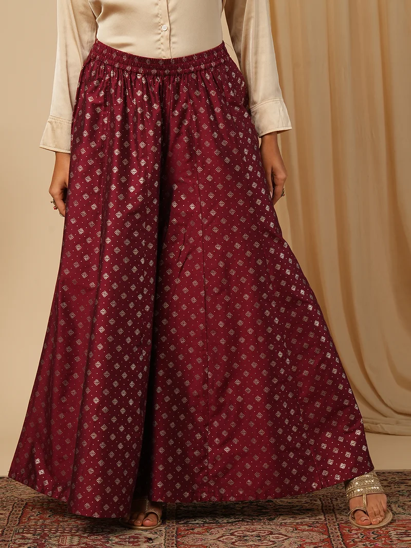 globus Women Ethnic Motifs Printed Flared Ethnic Palazzos