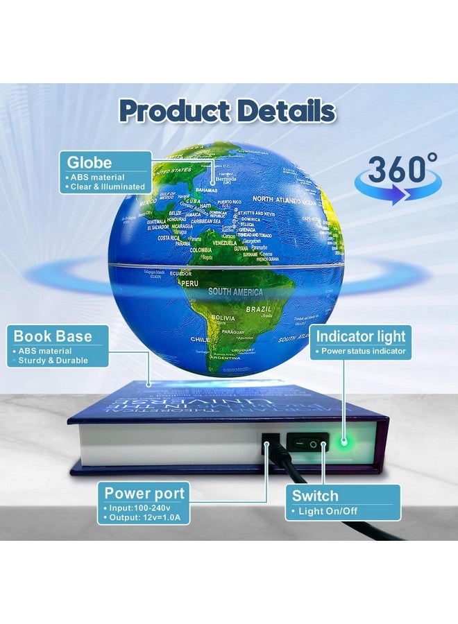 Flagest Magnetic Levitation Floating Globe 6" Rotating Globe Book Base - Gradient Night Light Color Globes With Switch Control - Birthday Anniversary Item - Image 2