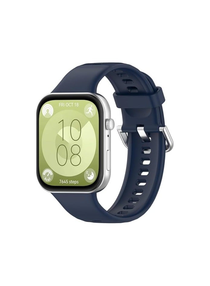 دكينج الأساور المتوافقة مع Huawei Watch Fit 3 حزام سوار سيليكون حزام استبدال شارة الذراع سريع التحرير أزرق / أبيض / أخضر / أسود - Image 4