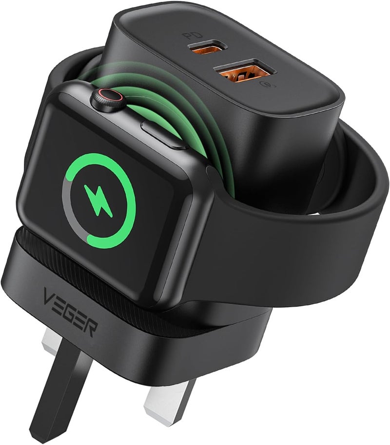 VEGER USB C Charger, PD 22.5W Fast Wall Charger for iWatch With Dual Port & Magnetic Charging, QC 3.0 Power Adapter Compatible With iPhone, Samsung, Android, Tablets - Image 2