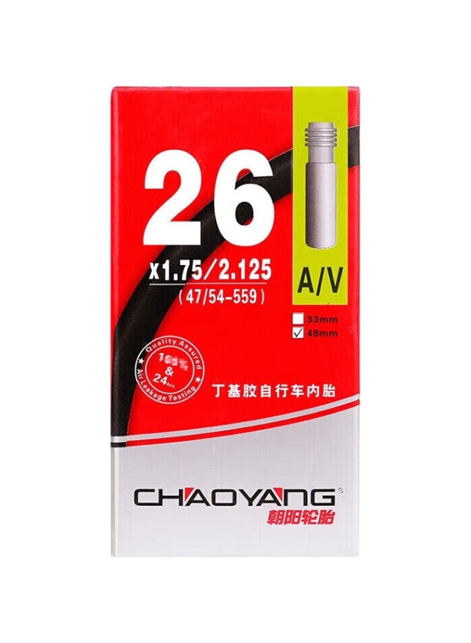 Chao Yang 26-Inch Mountain Bike Inner Tube, Universal Thickened American Valve Lightweight Bicycle Inner Tube 26*1.95/2.125 American Valve 33Mm - Image 1