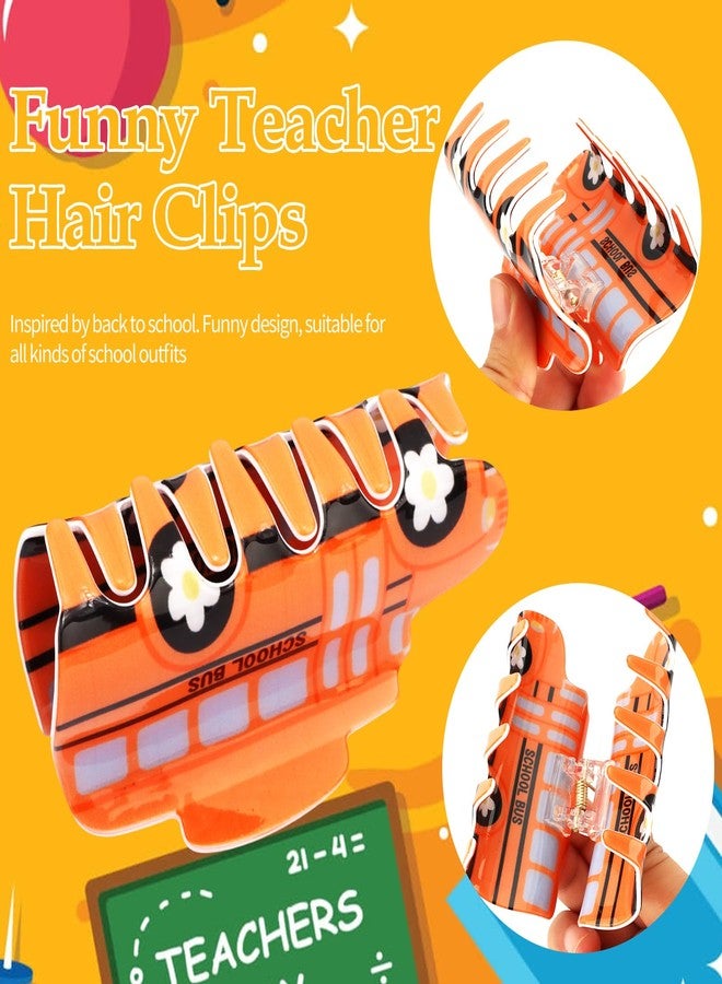 Vovii 4Pcs Pencil School Bus and Book Claw Clips for Back to School, Cute Unique Teacher Hair Clips for Funny Teacher Accessories Appreciation Gift - Image 4