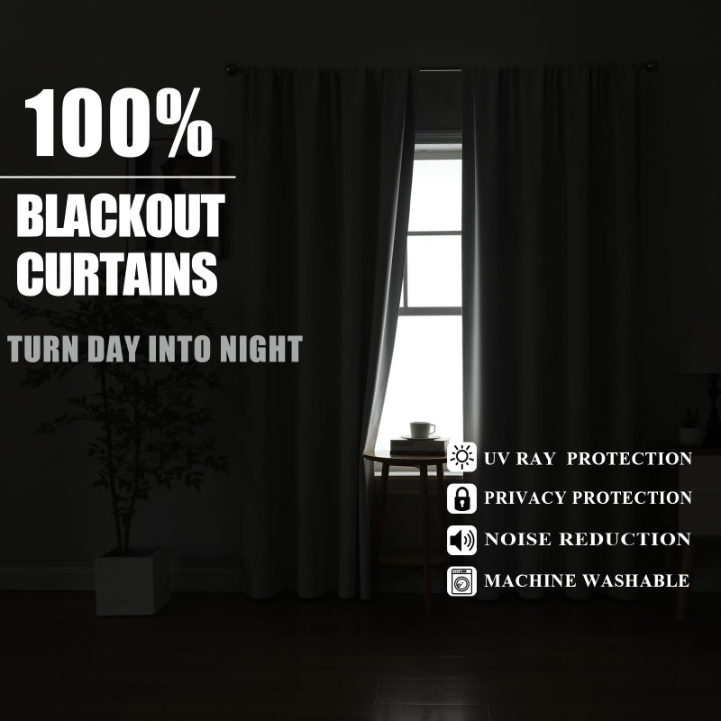 Estelar Textiler Sage Green and Greyish White Ombre Blackout Curtains for Bedroom, Thermal Insulated Rod Pocket Drapes for Living Room, Full Light Blocking Energy Saving Curtains, 52Wx84L, 2 Panels - Image 3