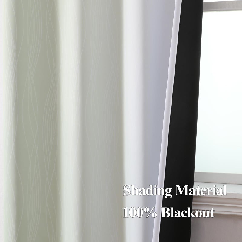 Estelar Textiler Sage Green and Greyish White Ombre Blackout Curtains for Bedroom, Thermal Insulated Rod Pocket Drapes for Living Room, Full Light Blocking Energy Saving Curtains, 52Wx84L, 2 Panels - Image 5