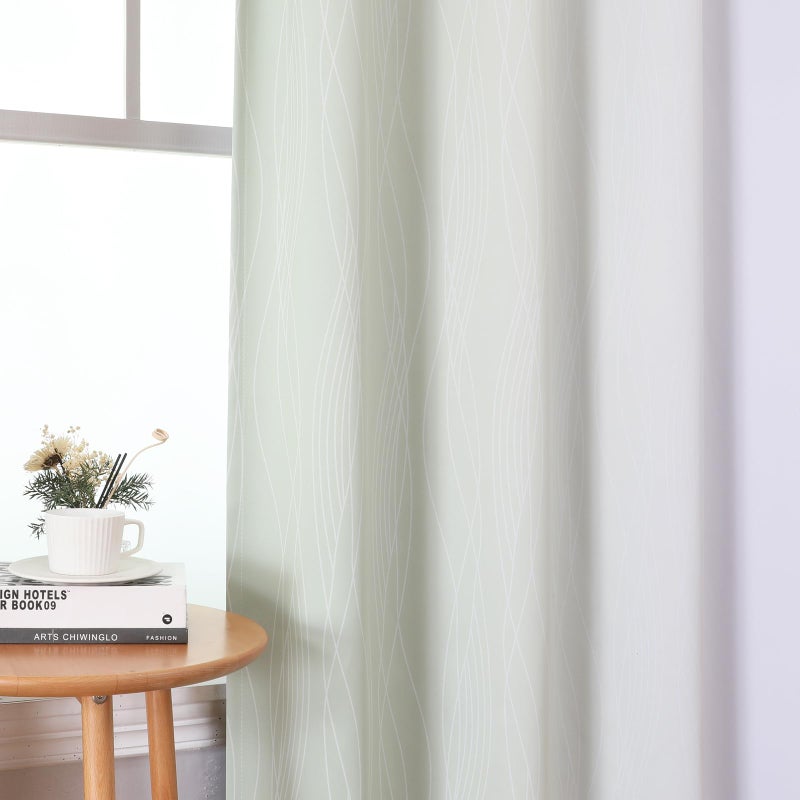 Estelar Textiler Sage Green and Greyish White Ombre Blackout Curtains for Bedroom, Thermal Insulated Rod Pocket Drapes for Living Room, Full Light Blocking Energy Saving Curtains, 52Wx84L, 2 Panels - Image 4