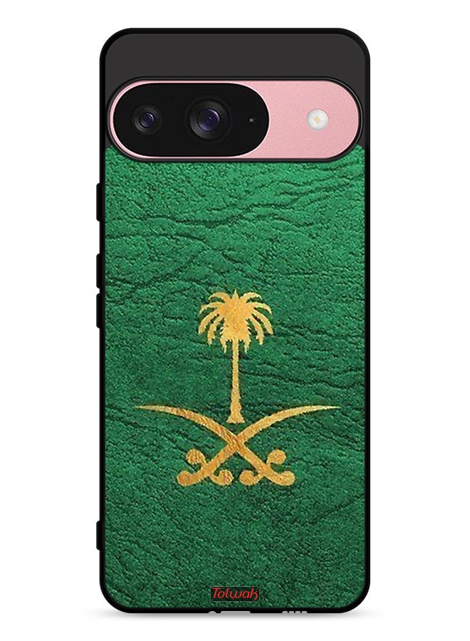 Tolwak غطاء حماية لجهاز جوجل بيكسل 9 مع شعار المملكة العربية السعودية على الجلد - Image 1