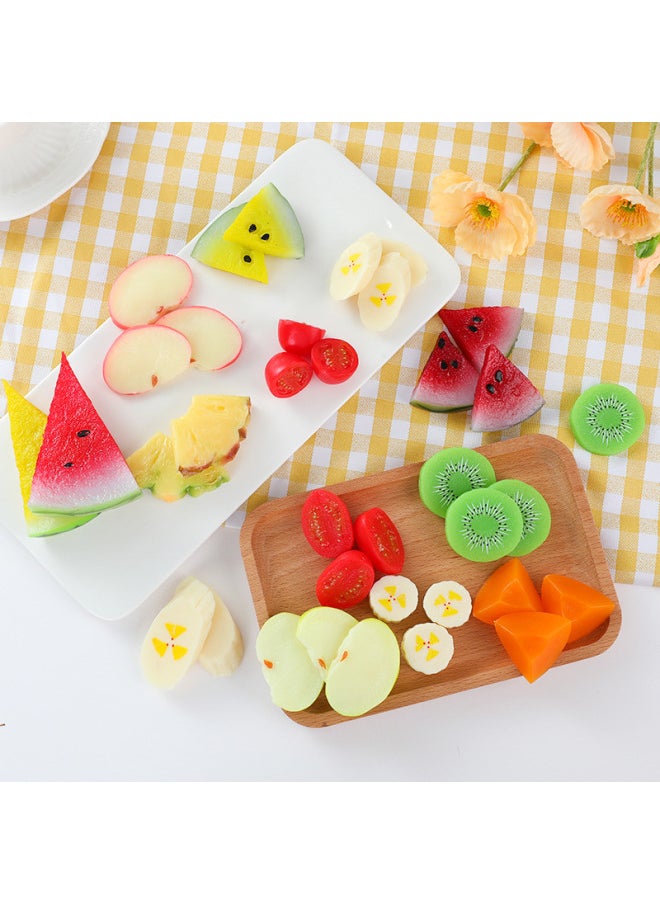 Generic - Special Simulation Fruit Slice Model Banana Slice Yellow Peach Watermelon Slice Kiwi Fruit Slice Apple Slice Pineapple-Color:Apple Flap-green (key Ring)-Specifications:1:1 Physical Size - Image 1
