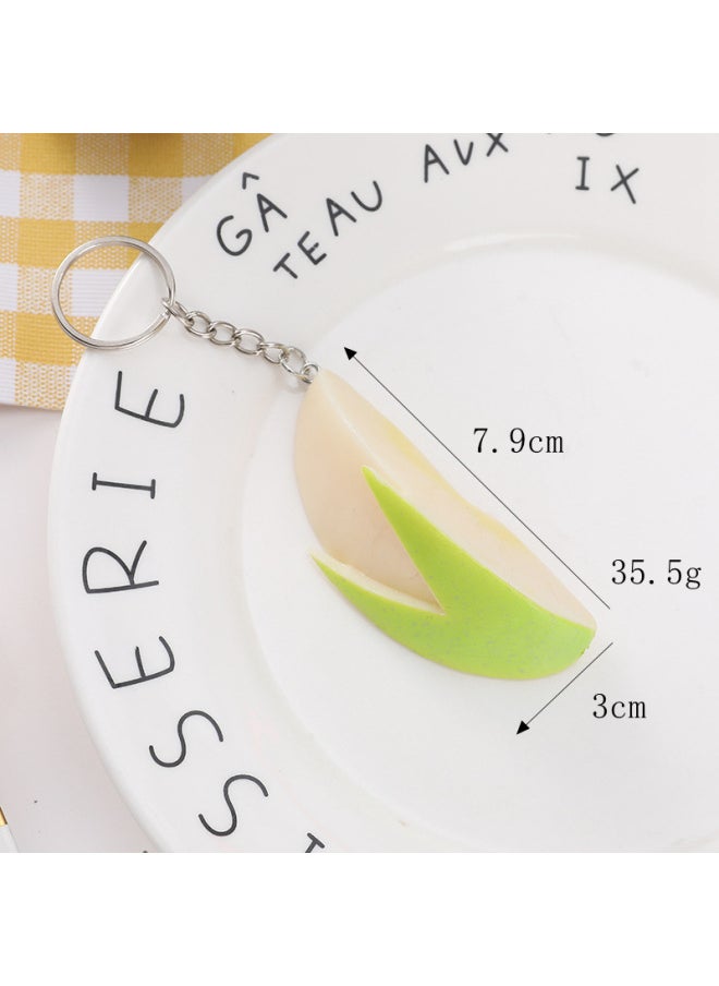 Generic - Special Simulation Fruit Slice Model Banana Slice Yellow Peach Watermelon Slice Kiwi Fruit Slice Apple Slice Pineapple-Color:Apple Flap-green (key Ring)-Specifications:1:1 Physical Size - Image 1