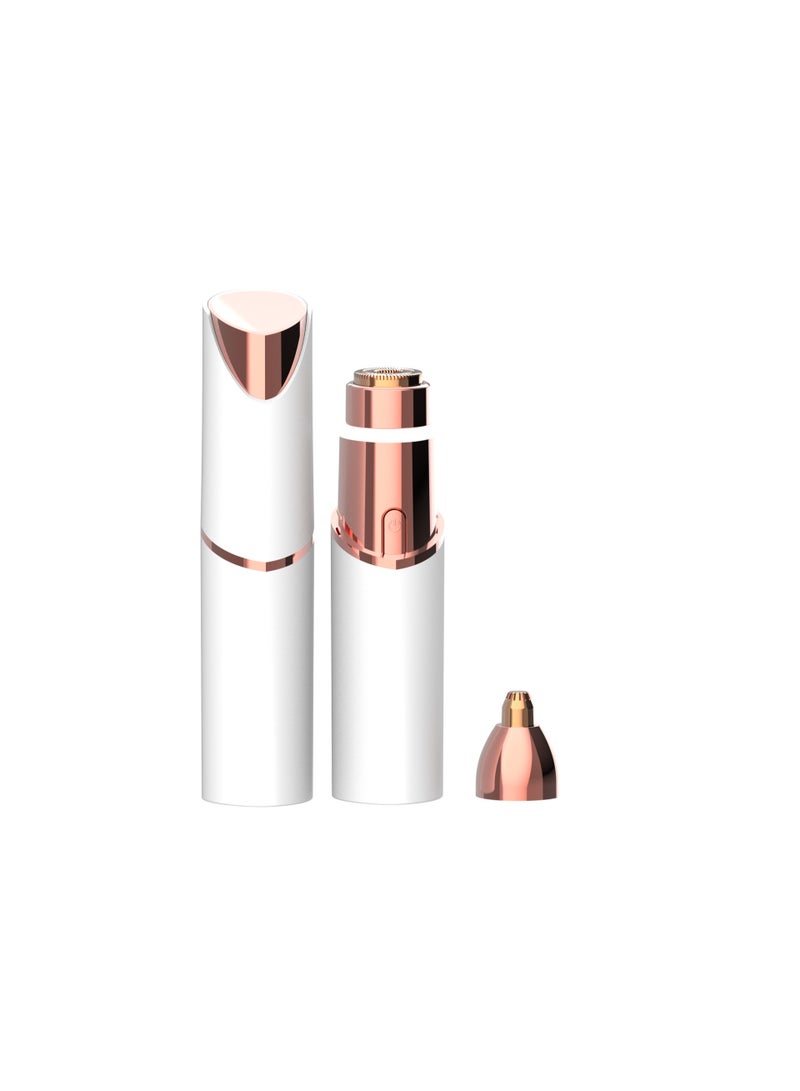 ماكينة حلاقة محمولة بتصميم أحمر الشفاه | جهاز إزالة شعر الوجه وتشذيب الحواجب 2 في 1 | أداة تجميل كهربائية مع رأس شفرة قابل للغسل - Image 1