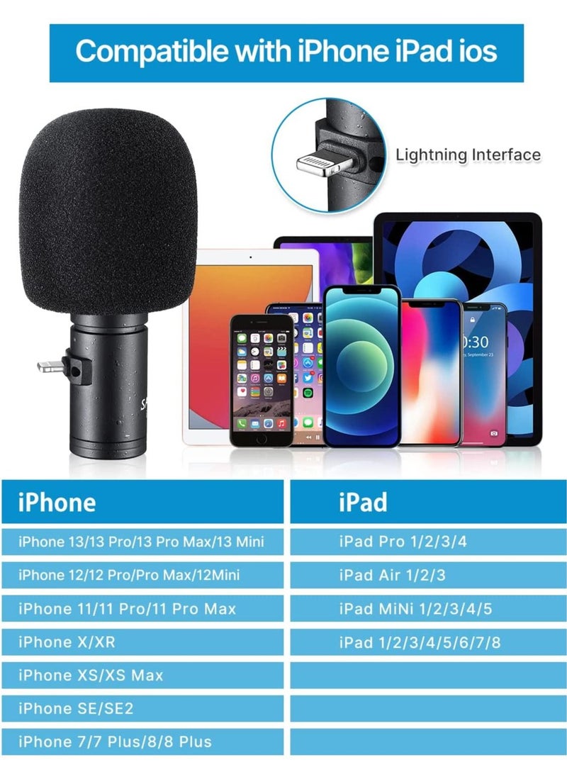 سايرن - ميكروفون إضاءة من لجهاز iPhone iPad Plug and Play، ميكروفون مدمج بواجهة SAIREN متوافق مع جميع أجهزة iOS وميكروفون احترافي لتسجيل الفيديو عبر الفيديو - Image 1