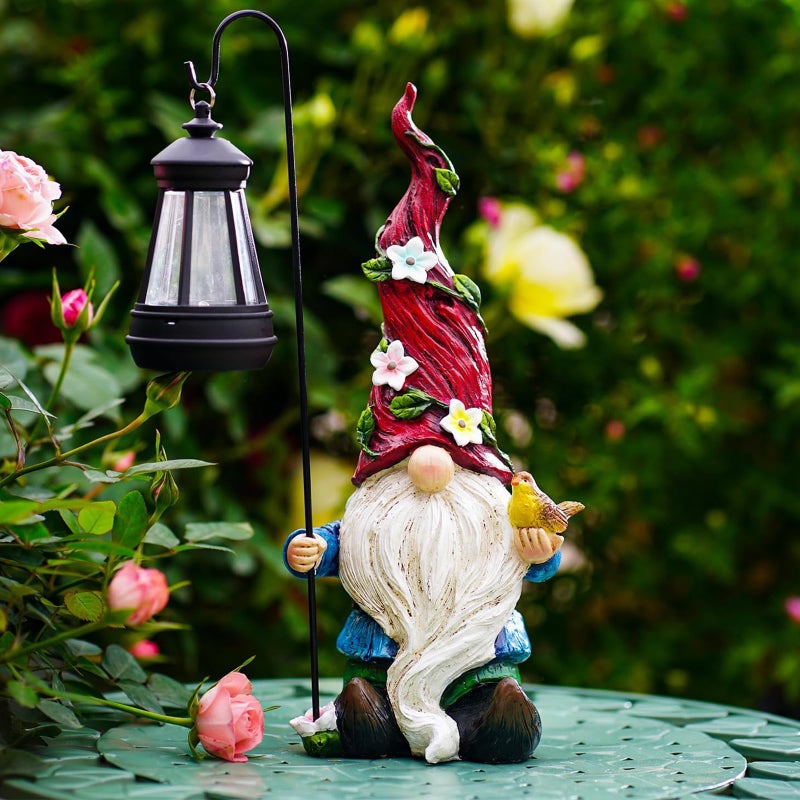Pohabery Gnomes Outdoor Statue with Solar Lights,Solar Garden Gnomes Decorations for Yard Patio Outside Gnome Garden Decor, Gnomes Gifts for Women Mom - Image 1
