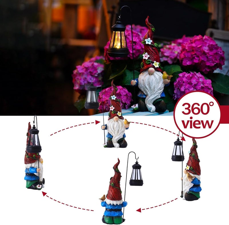 Pohabery Gnomes Outdoor Statue with Solar Lights,Solar Garden Gnomes Decorations for Yard Patio Outside Gnome Garden Decor, Gnomes Gifts for Women Mom - Image 5