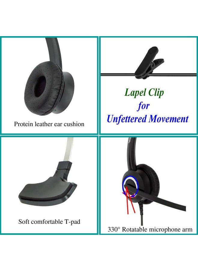 daily headset RJ9 VoIP Phone Noise Cancelling Headphones Compatible with IP Landline Telephone Grandstream Sangoma Yealink Snom (Monaural) - Image 3