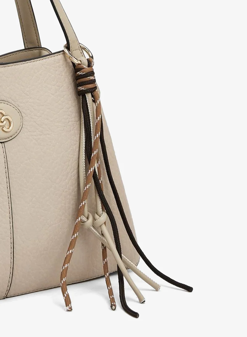 Celeste BEIGE Textured Shoulder Bag With Detachable Strap for Women | Best Price UAE