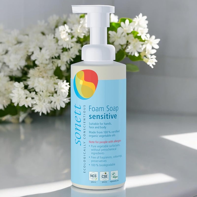 Sonett Organic Foam Soap Sensitive for children liquid body care suitable for hands face and body 1 Count Certified Organically Grown - Image 3