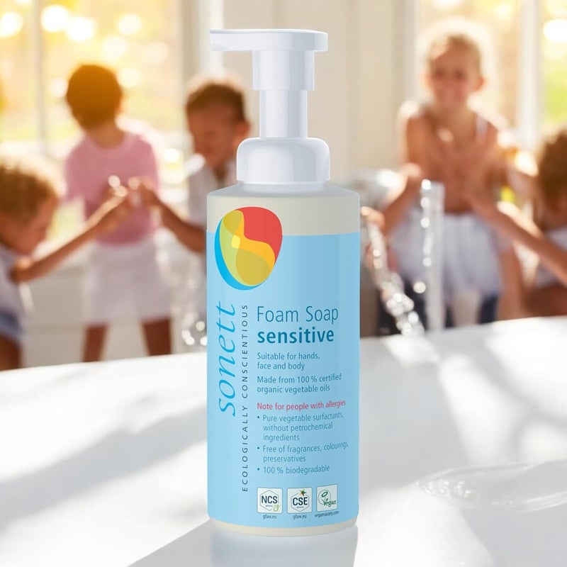 Sonett Organic Foam Soap Sensitive for children liquid body care suitable for hands face and body 1 Count Certified Organically Grown - Image 2