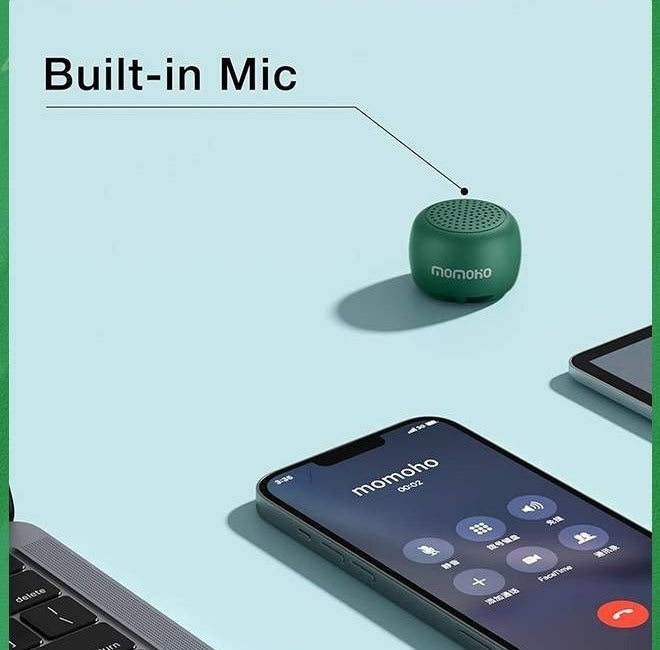 Green Mini Bluetooth Speaker Wireless with Remote Shutter, Multi-Functional TWS Pairing Bluetooth Speaker, Built-in Mic, Portable Bluetooth Speaker for Outdoor and Indoor - Image 3