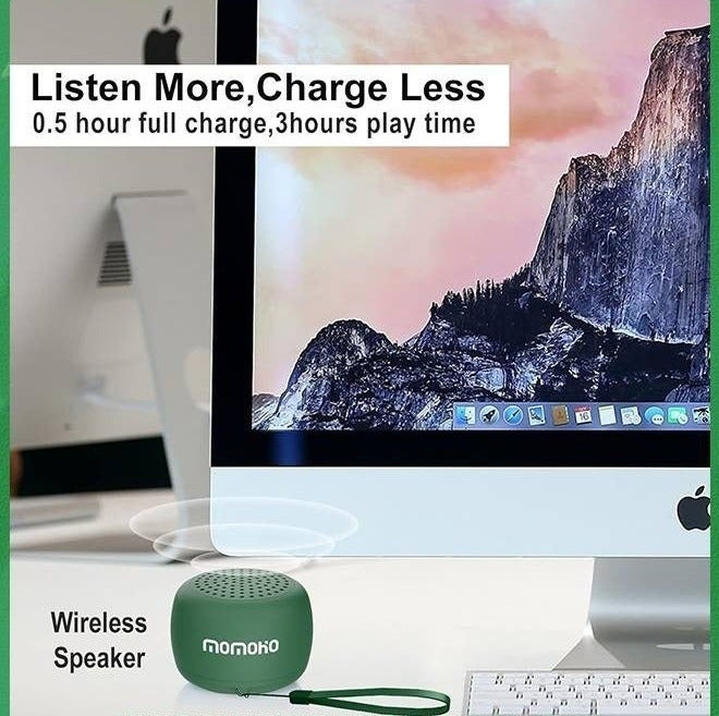 Green Mini Bluetooth Speaker Wireless with Remote Shutter, Multi-Functional TWS Pairing Bluetooth Speaker, Built-in Mic, Portable Bluetooth Speaker for Outdoor and Indoor - Image 4