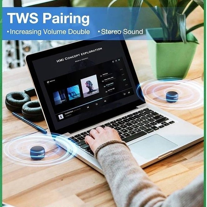 Green Mini Bluetooth Speaker Wireless with Remote Shutter, Multi-Functional TWS Pairing Bluetooth Speaker, Built-in Mic, Portable Bluetooth Speaker for Outdoor and Indoor - Image 5