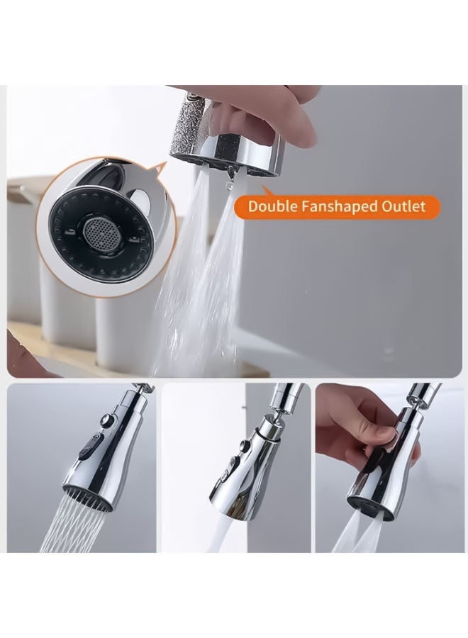 3-Function Swivel Faucet Spray Head – Water-Saving 1/2 Inch (13 mm) Replacement – Durable Polished Finish, Easy Installation – Ideal for Standard Kitchen Sinks, Multi-Purpose Use, and Modern Kitchen Upgrade-360° Rotating Faucet Aerator, - Image 2