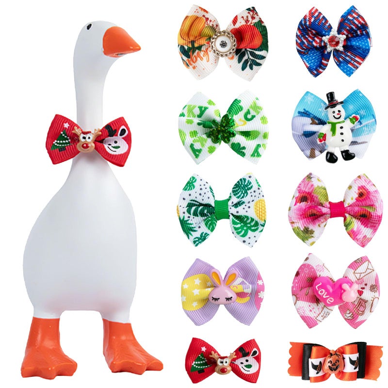LUOHECAM 11 Pcs 7inch Desk Goose Outfits Mini Bow Ties Holiday Mini Goose Clothes, Valentine's Day, St. Patrick's Day, All Season Desk Goose Accessories - Image 1