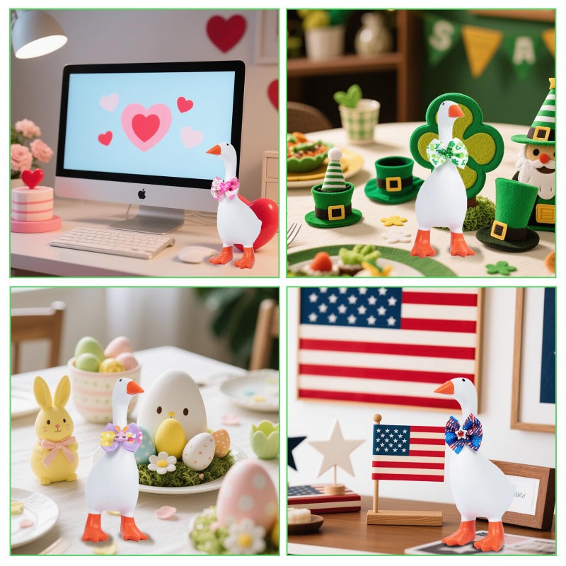 LUOHECAM 11 Pcs 7inch Desk Goose Outfits Mini Bow Ties Holiday Mini Goose Clothes, Valentine's Day, St. Patrick's Day, All Season Desk Goose Accessories - Image 5