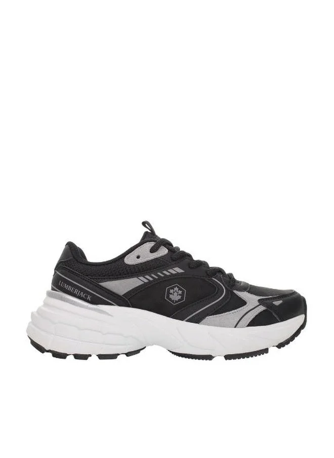 لامبرجاك حذاء رياضي نسائي سميك أسود ورمادي - مريح بأسلوب الشارع الكاجوال