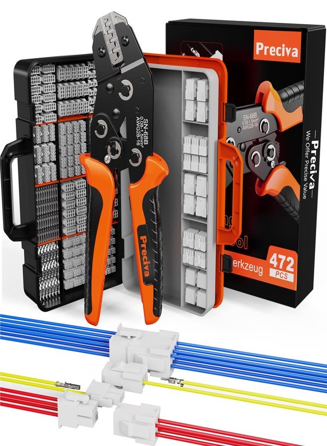 بريسيفا أداة ضغط Preciva Mini-Fit Jr Kit، مع 12 نوعًا من موصلات Molex 4.2 مم، 2-10 سنون، أطراف AWG 28-16، كماشة ضغط أطراف متوافقة مع Dupont وMolex وKF2510 - Image 1