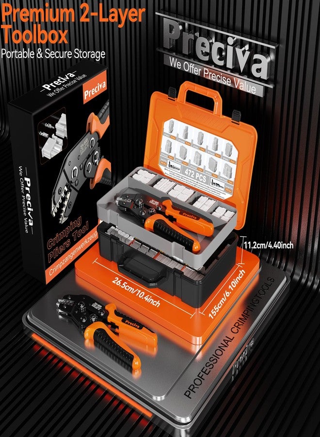 بريسيفا أداة ضغط Preciva Mini-Fit Jr Kit، مع 12 نوعًا من موصلات Molex 4.2 مم، 2-10 سنون، أطراف AWG 28-16، كماشة ضغط أطراف متوافقة مع Dupont وMolex وKF2510 - Image 2