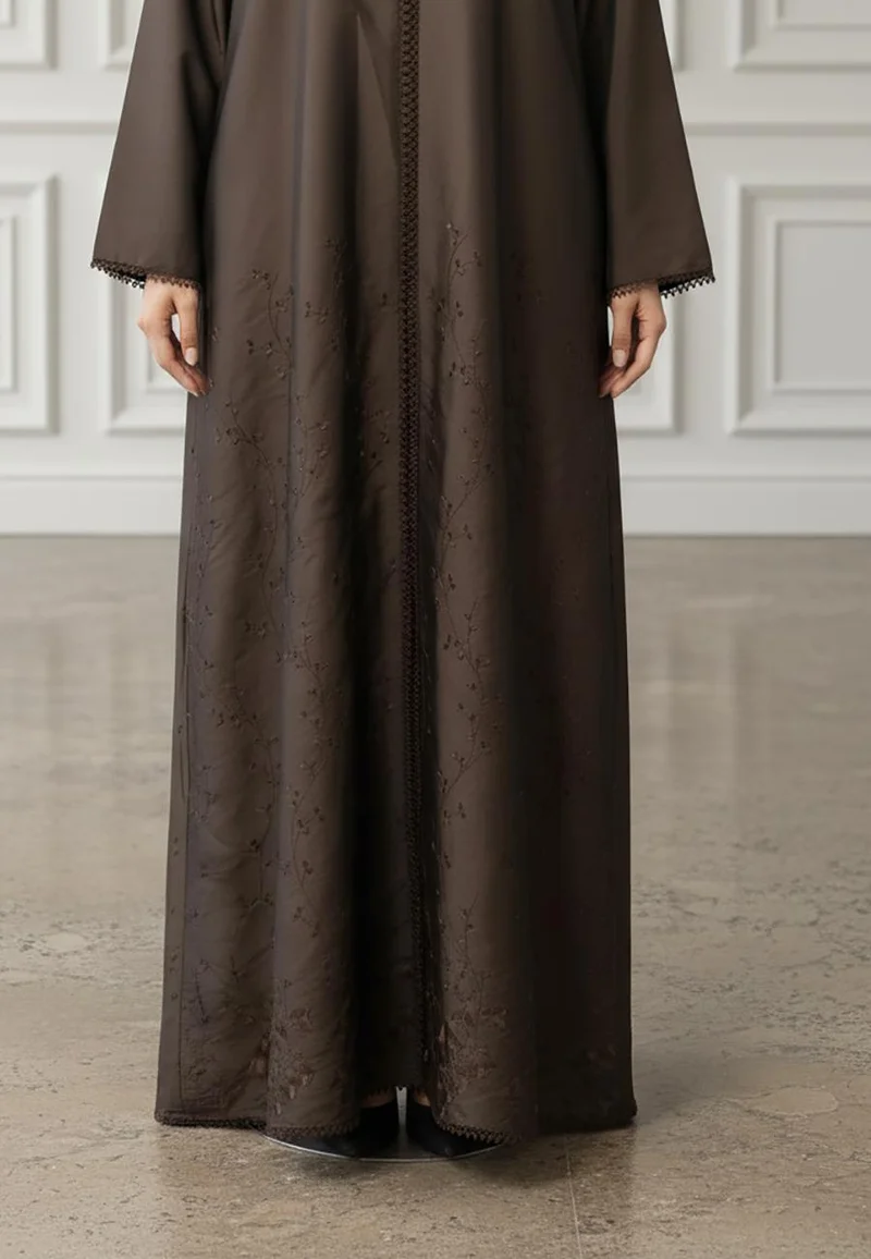 نخبة Braided Accent Abaya | Crepe Fabric-925